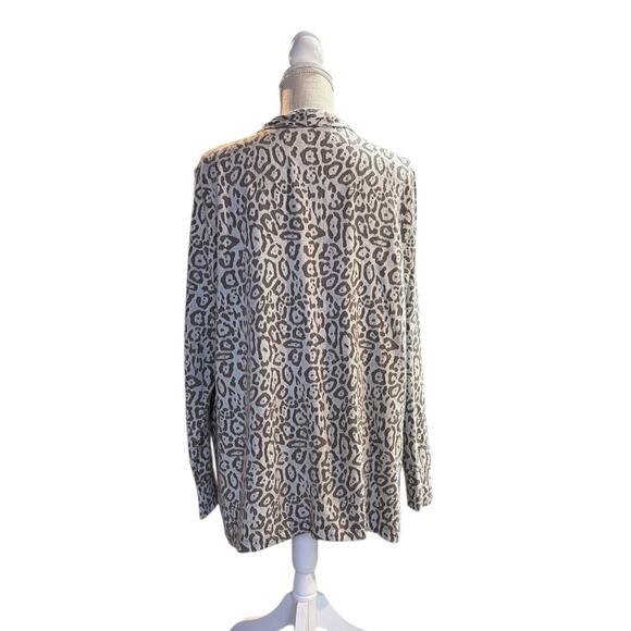 AnyBody Burnout French Terry Cardigan Drape Front Smokey Taupe Womens Large - Picture 7 of 11